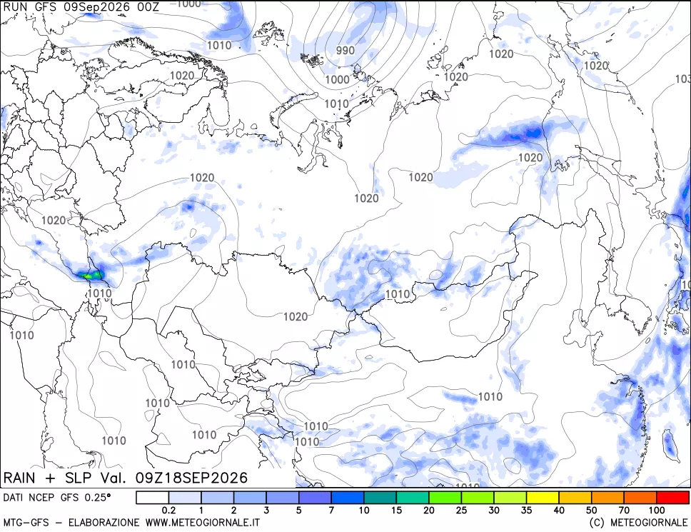 mappa Precipitazioni e pressione SLM