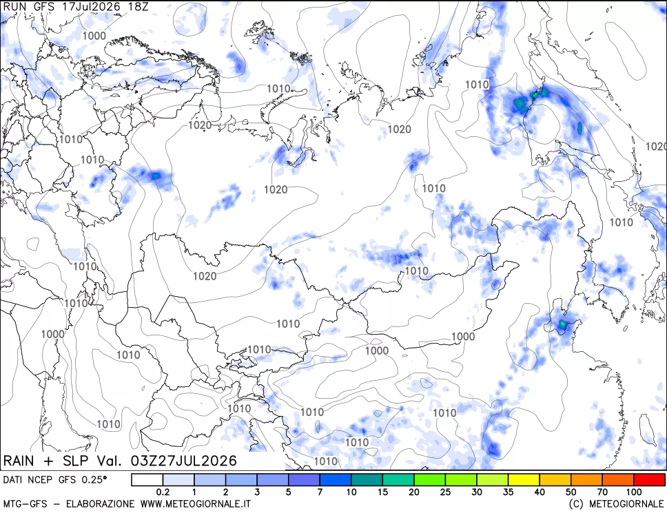 mappa Precipitazioni e pressione SLM