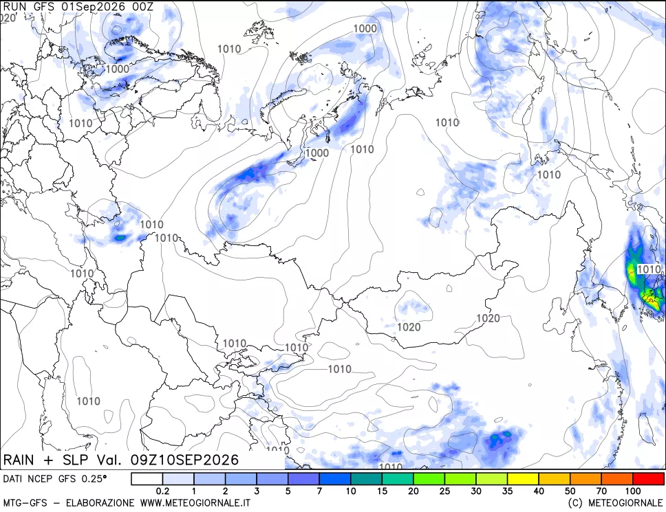 mappa Precipitazioni e pressione SLM
