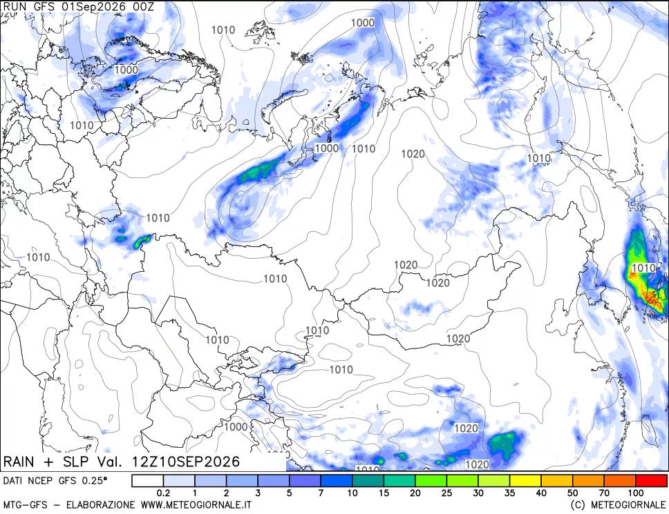 mappa Precipitazioni e pressione SLM