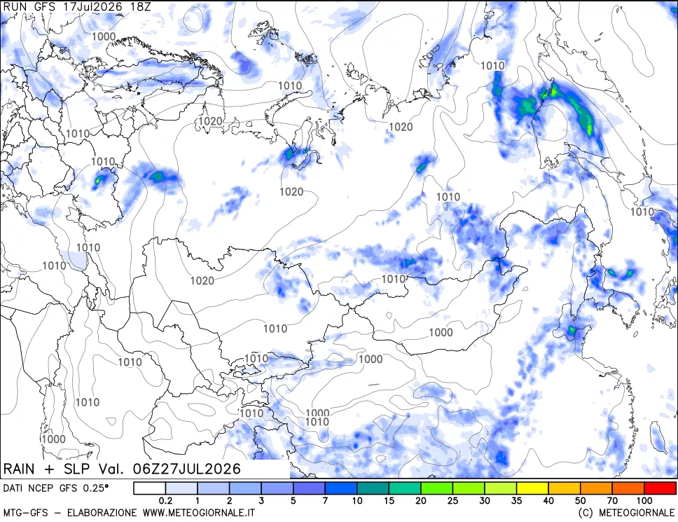 mappa Precipitazioni e pressione SLM