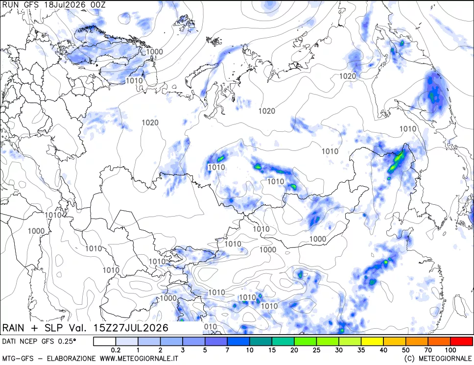 mappa Precipitazioni e pressione SLM