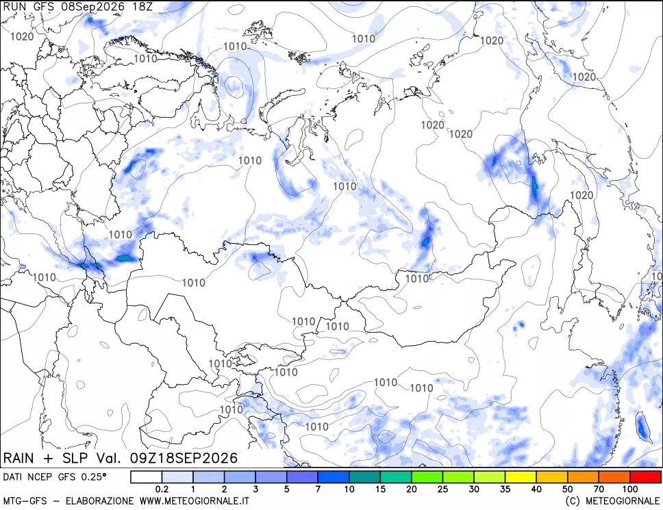 mappa Precipitazioni e pressione SLM