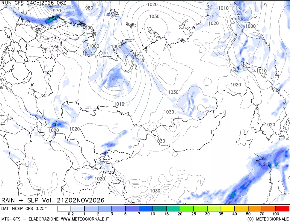 mappa Precipitazioni e pressione SLM