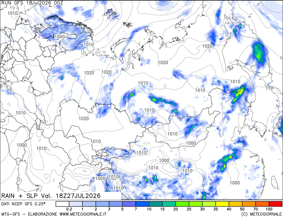 mappa Precipitazioni e pressione SLM