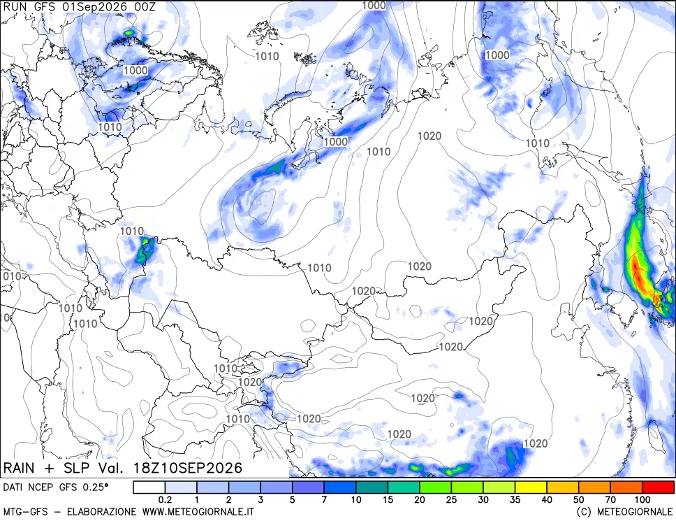 mappa Precipitazioni e pressione SLM