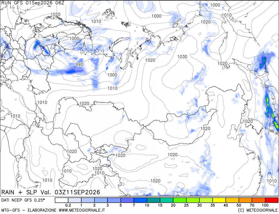 mappa Precipitazioni e pressione SLM