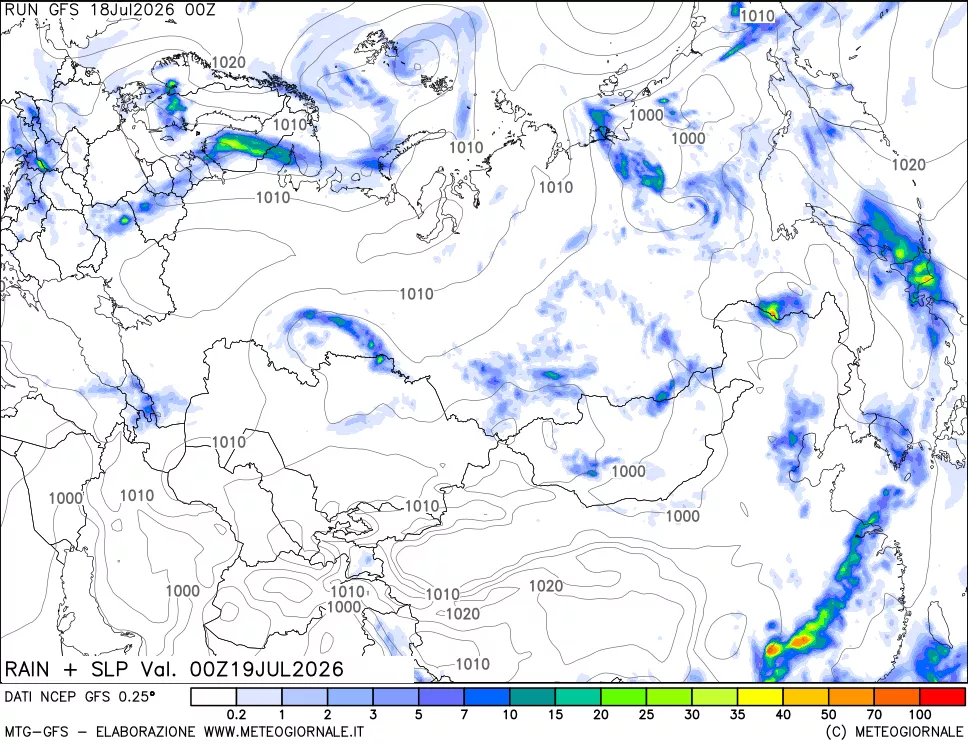 mappa Precipitazioni e pressione SLM