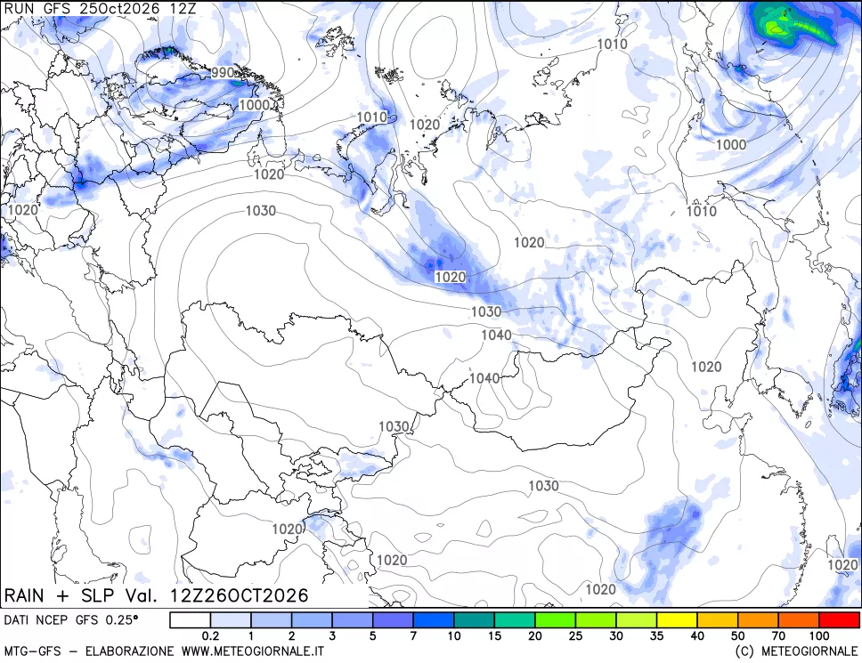mappa Precipitazioni e pressione SLM