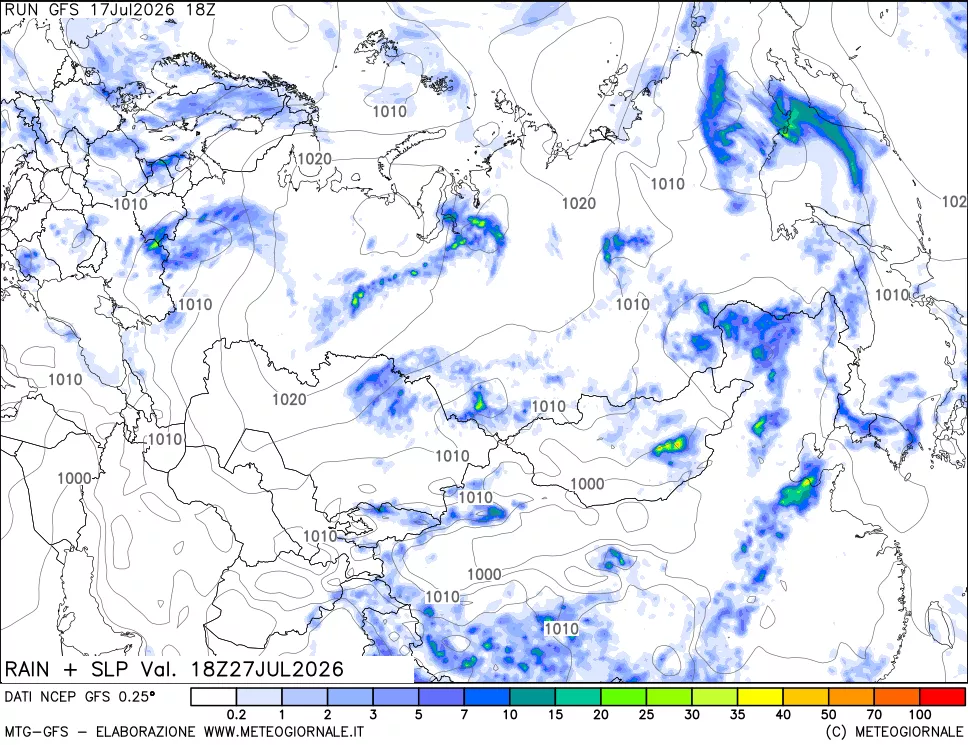 mappa Precipitazioni e pressione SLM