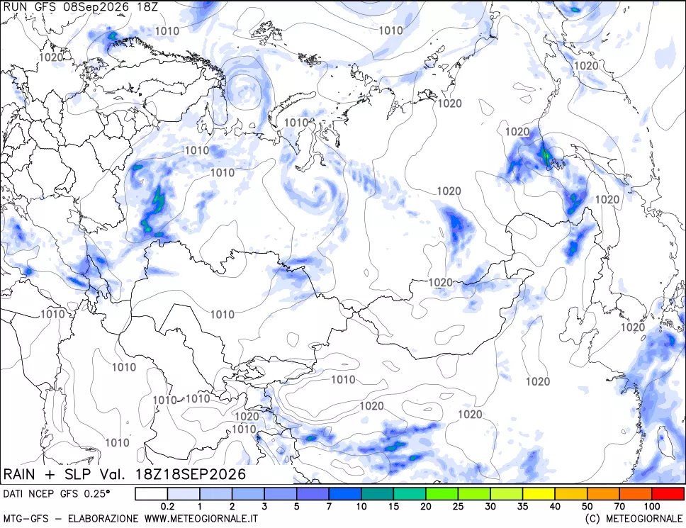 mappa Precipitazioni e pressione SLM