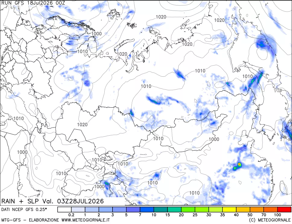mappa Precipitazioni e pressione SLM