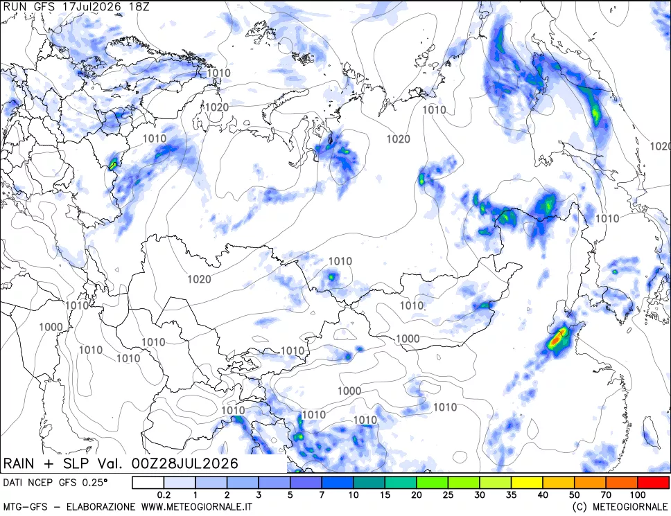 mappa Precipitazioni e pressione SLM