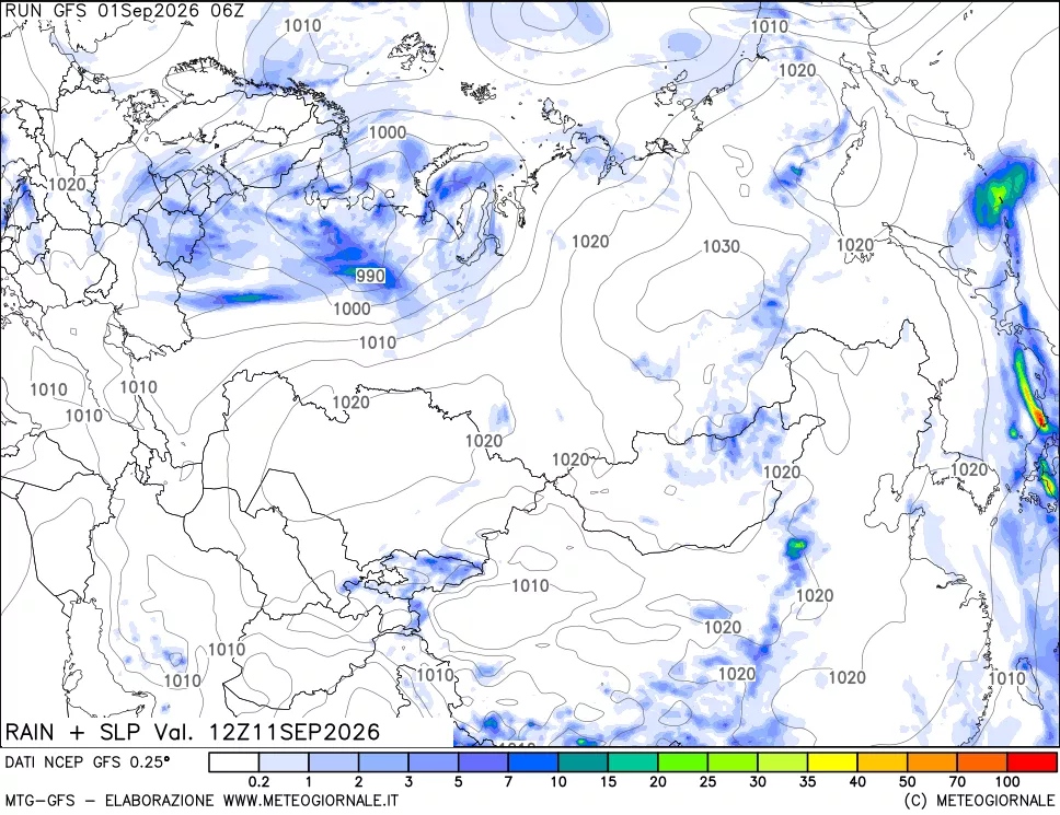 mappa Precipitazioni e pressione SLM