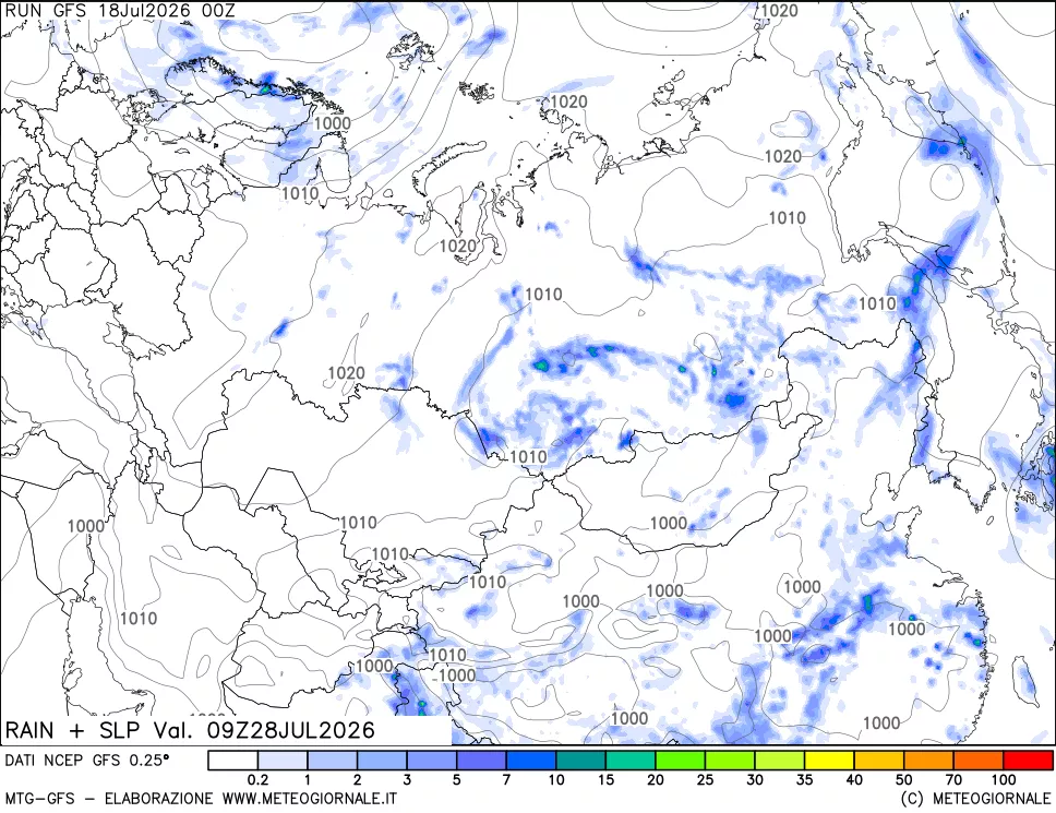 mappa Precipitazioni e pressione SLM