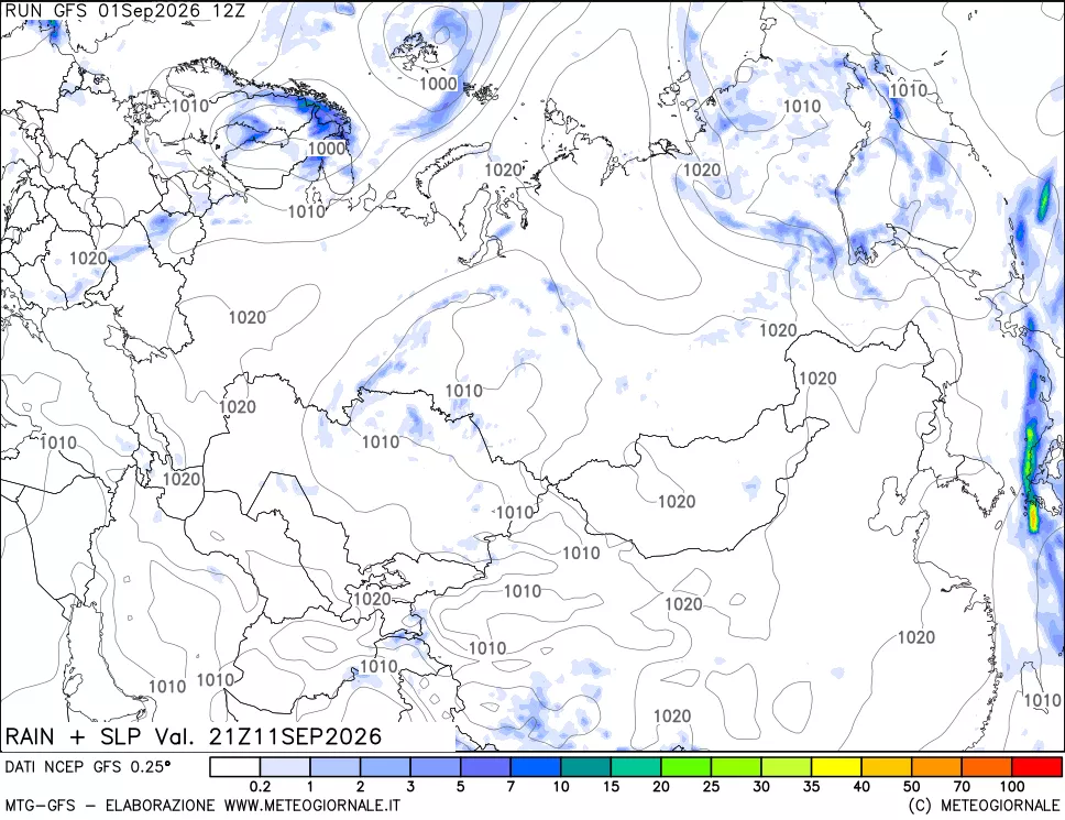 mappa Precipitazioni e pressione SLM