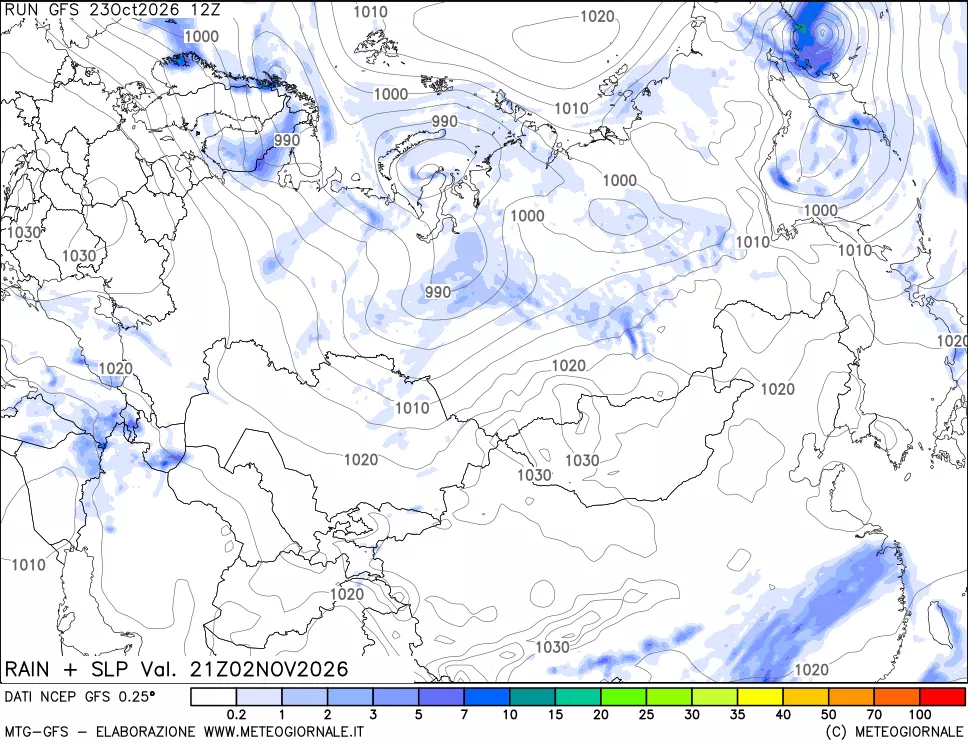 mappa Precipitazioni e pressione SLM