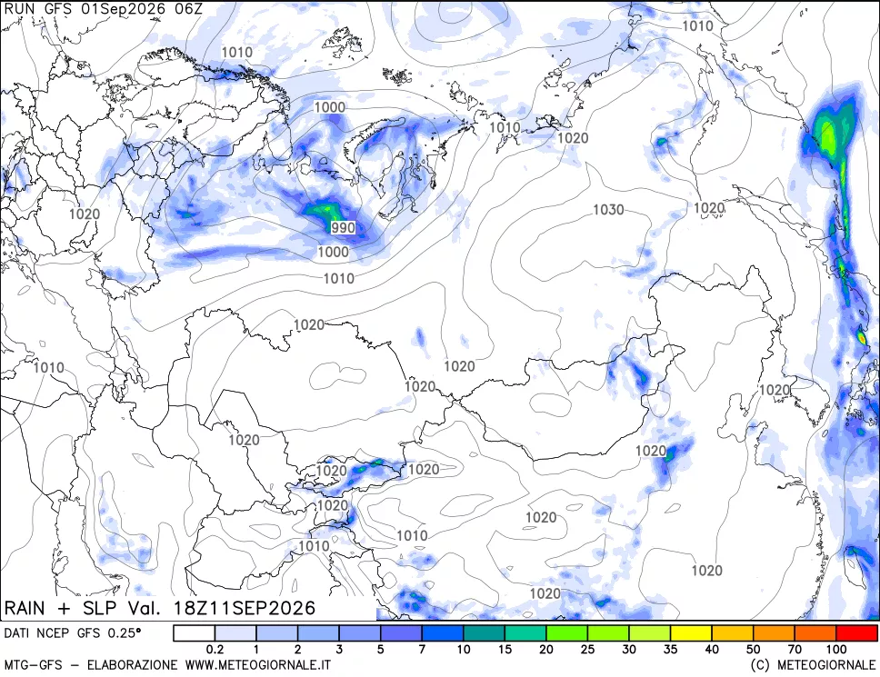 mappa Precipitazioni e pressione SLM