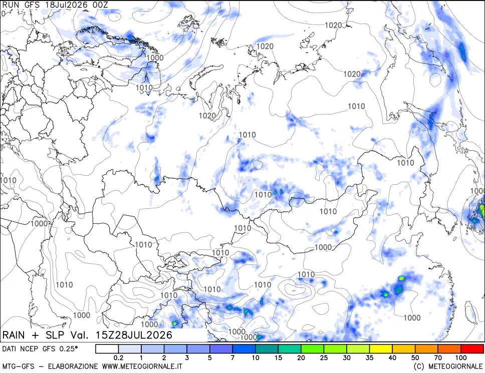 mappa Precipitazioni e pressione SLM