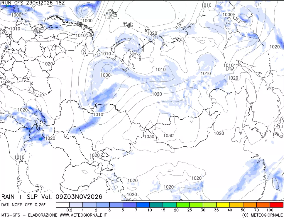 mappa Precipitazioni e pressione SLM