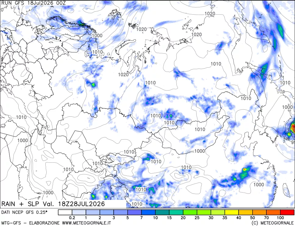 mappa Precipitazioni e pressione SLM