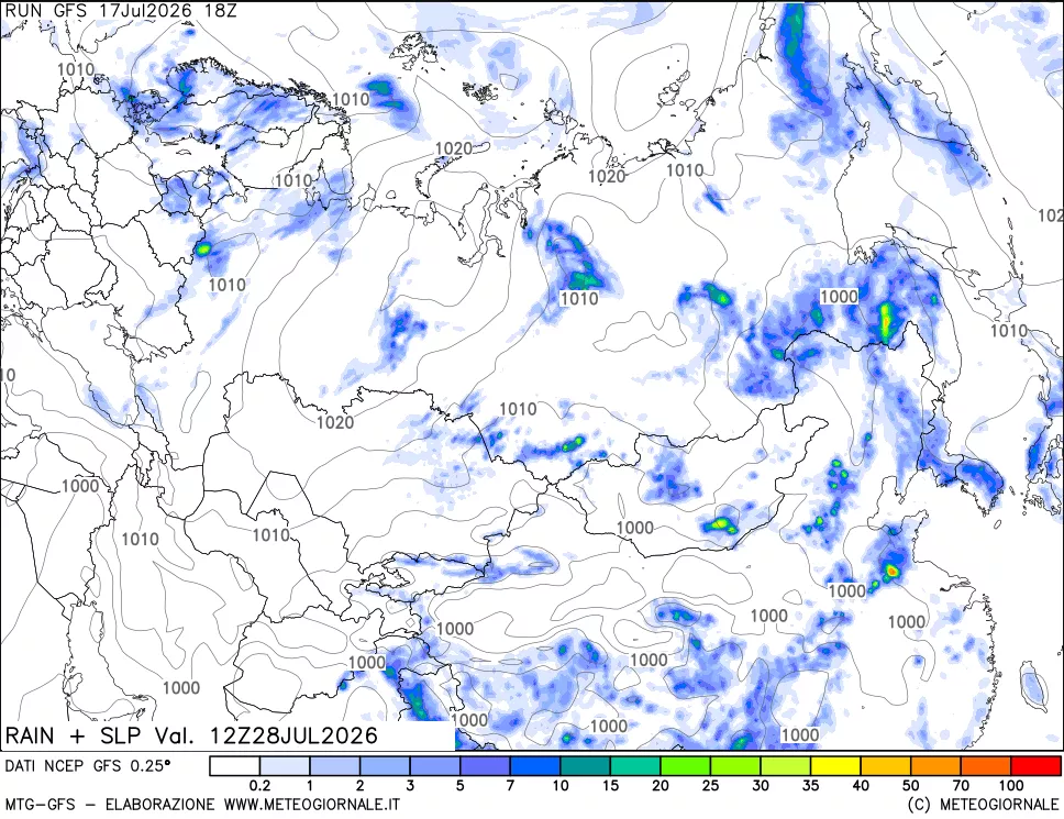mappa Precipitazioni e pressione SLM
