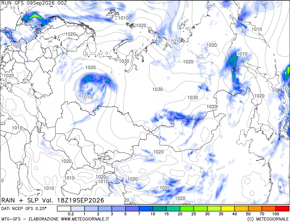 mappa Precipitazioni e pressione SLM