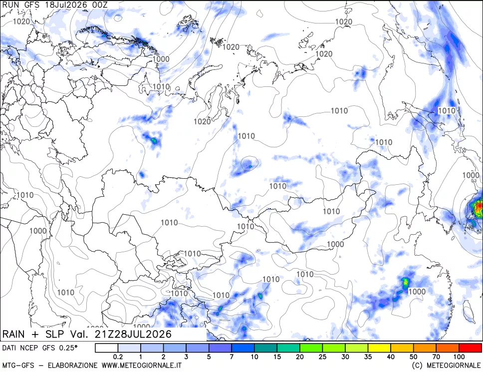 mappa Precipitazioni e pressione SLM