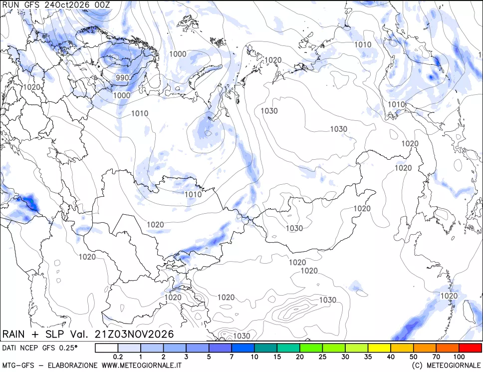 mappa Precipitazioni e pressione SLM
