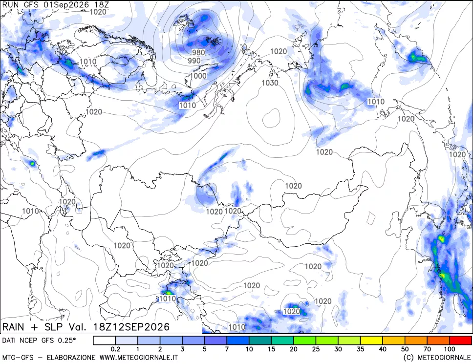 mappa Precipitazioni e pressione SLM