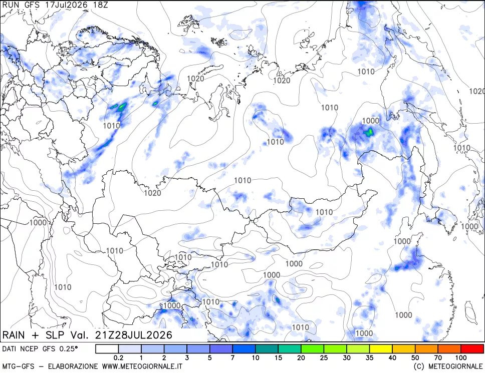 mappa Precipitazioni e pressione SLM