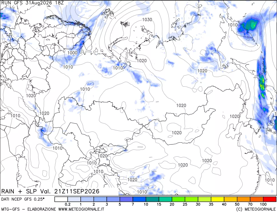 mappa Precipitazioni e pressione SLM