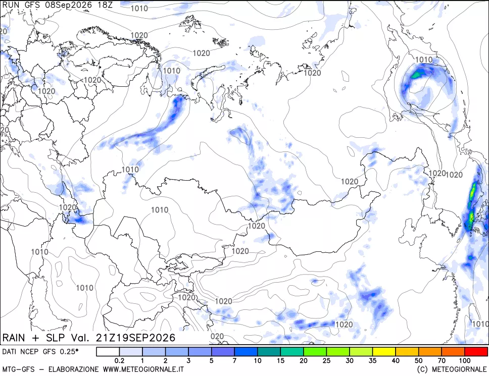 mappa Precipitazioni e pressione SLM