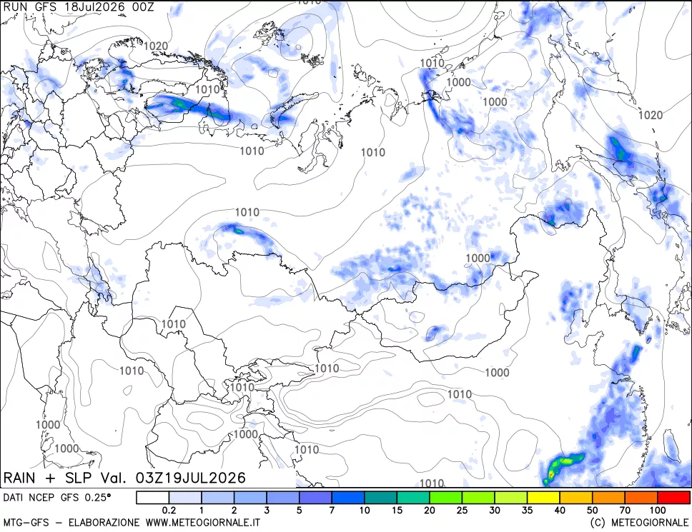 mappa Precipitazioni e pressione SLM