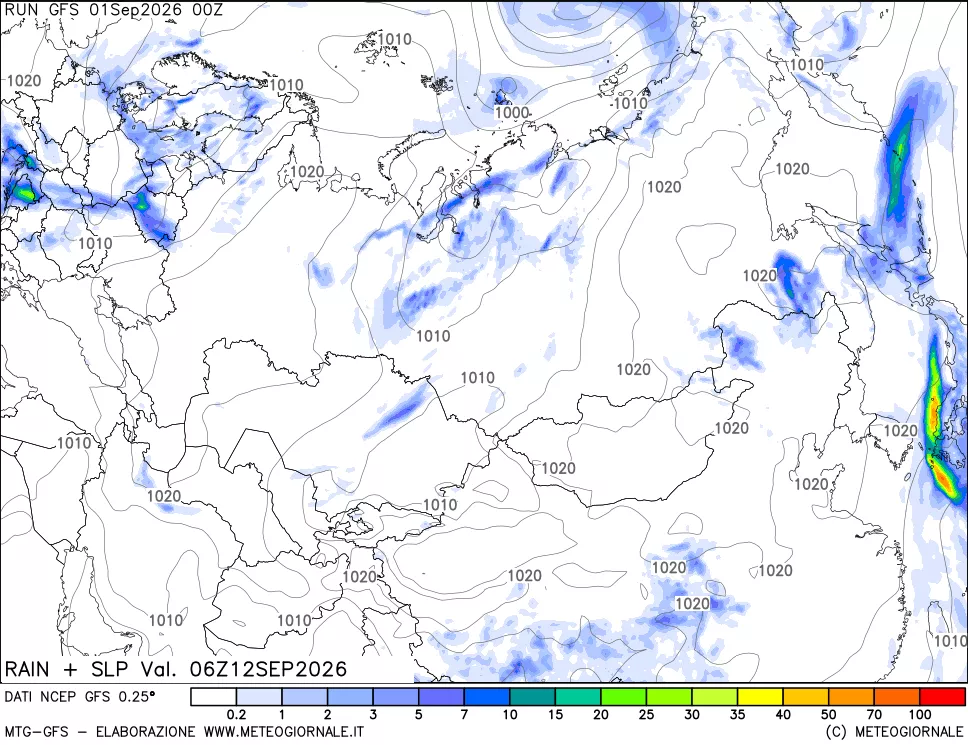 mappa Precipitazioni e pressione SLM