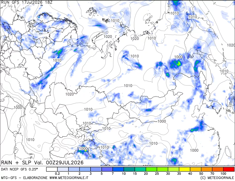 mappa Precipitazioni e pressione SLM