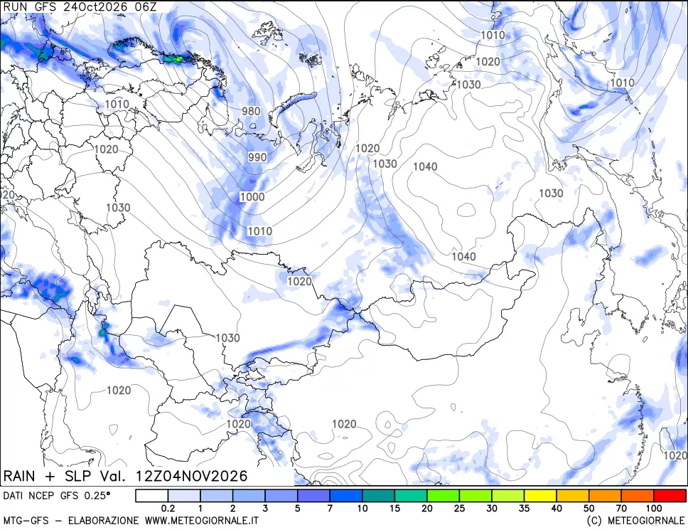 mappa Precipitazioni e pressione SLM