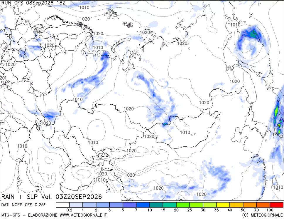 mappa Precipitazioni e pressione SLM