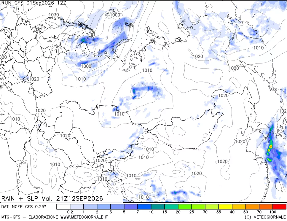 mappa Precipitazioni e pressione SLM