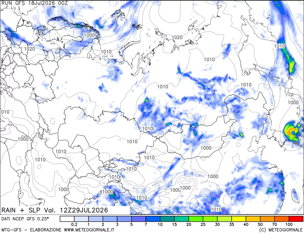 mappa Precipitazioni e pressione SLM