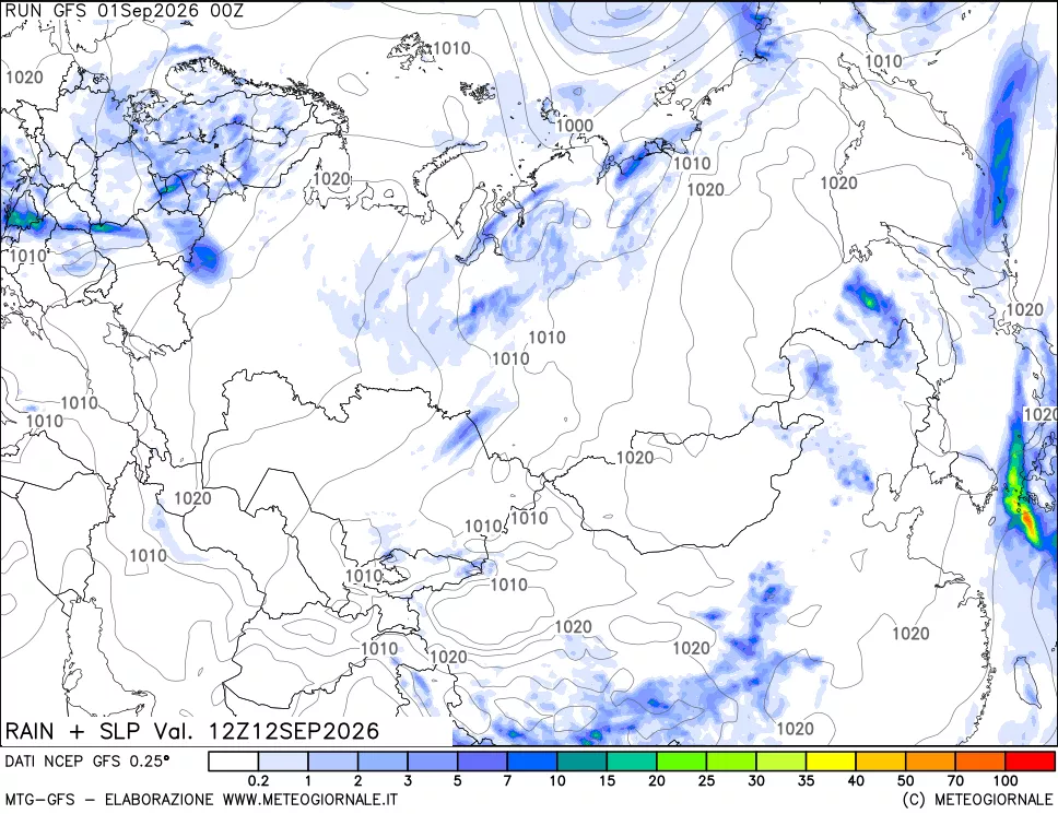 mappa Precipitazioni e pressione SLM