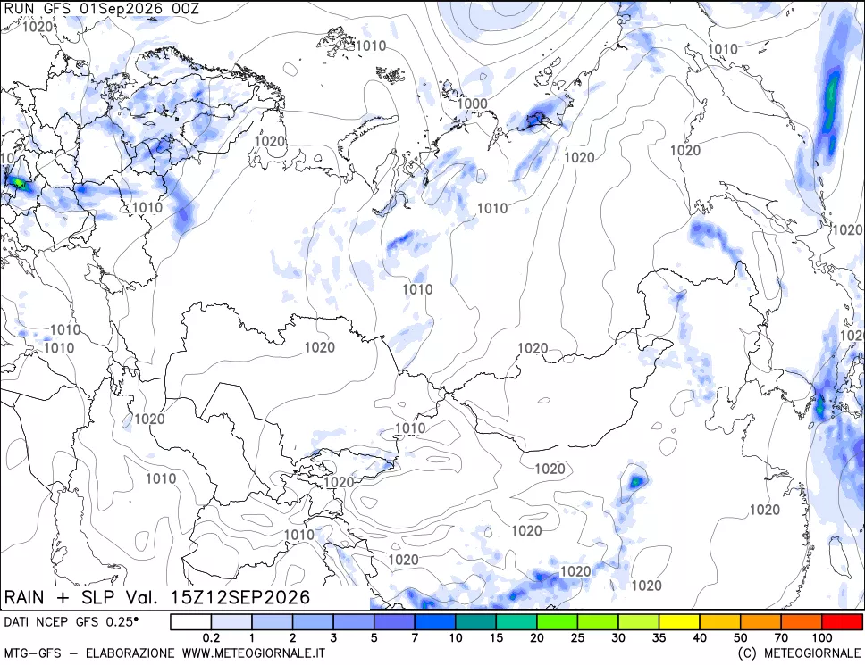 mappa Precipitazioni e pressione SLM