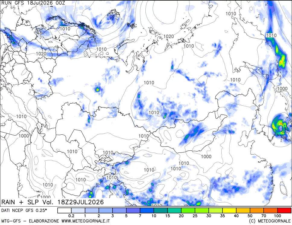 mappa Precipitazioni e pressione SLM