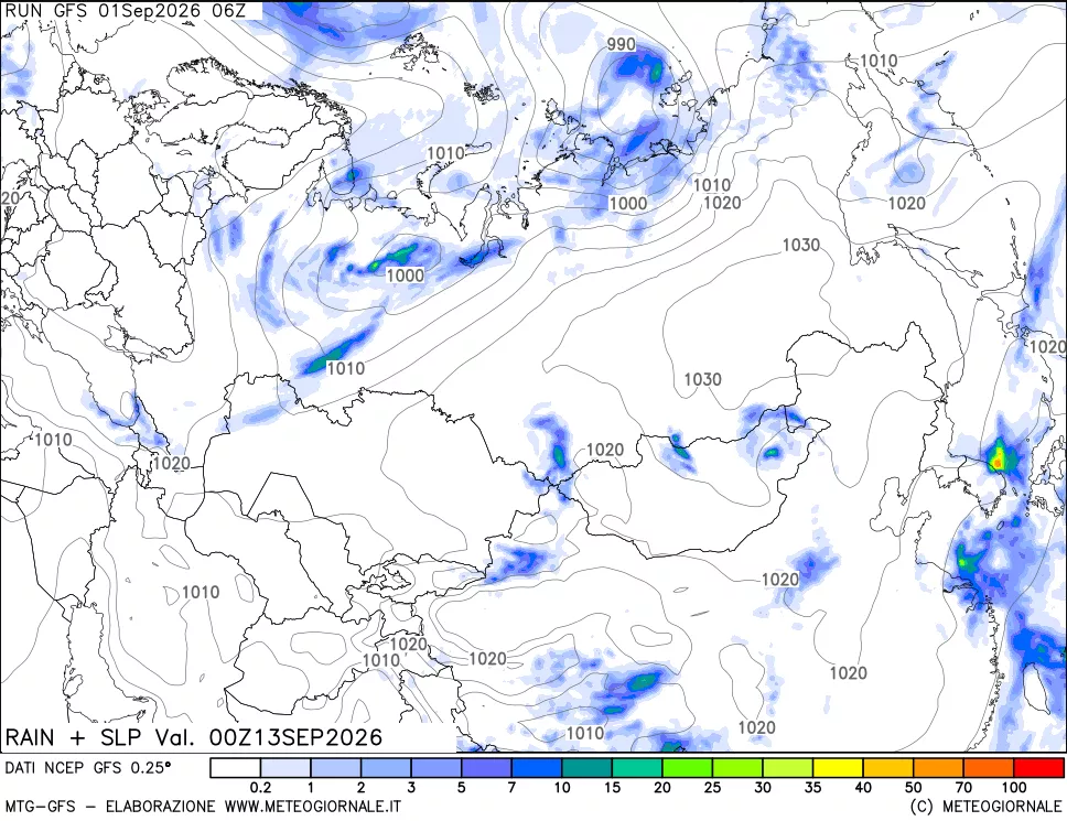 mappa Precipitazioni e pressione SLM