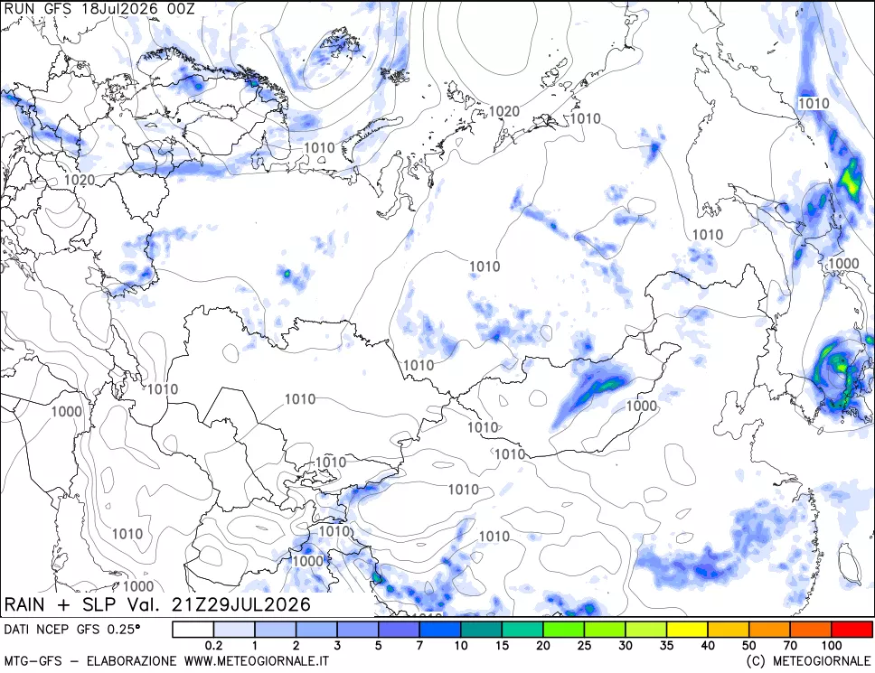 mappa Precipitazioni e pressione SLM