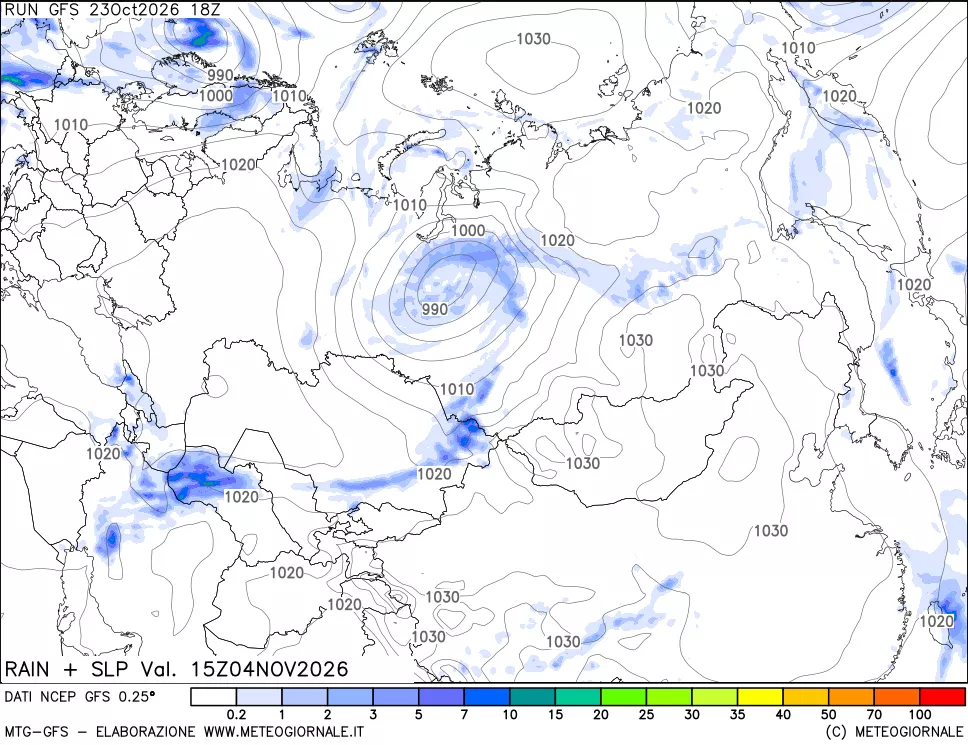 mappa Precipitazioni e pressione SLM