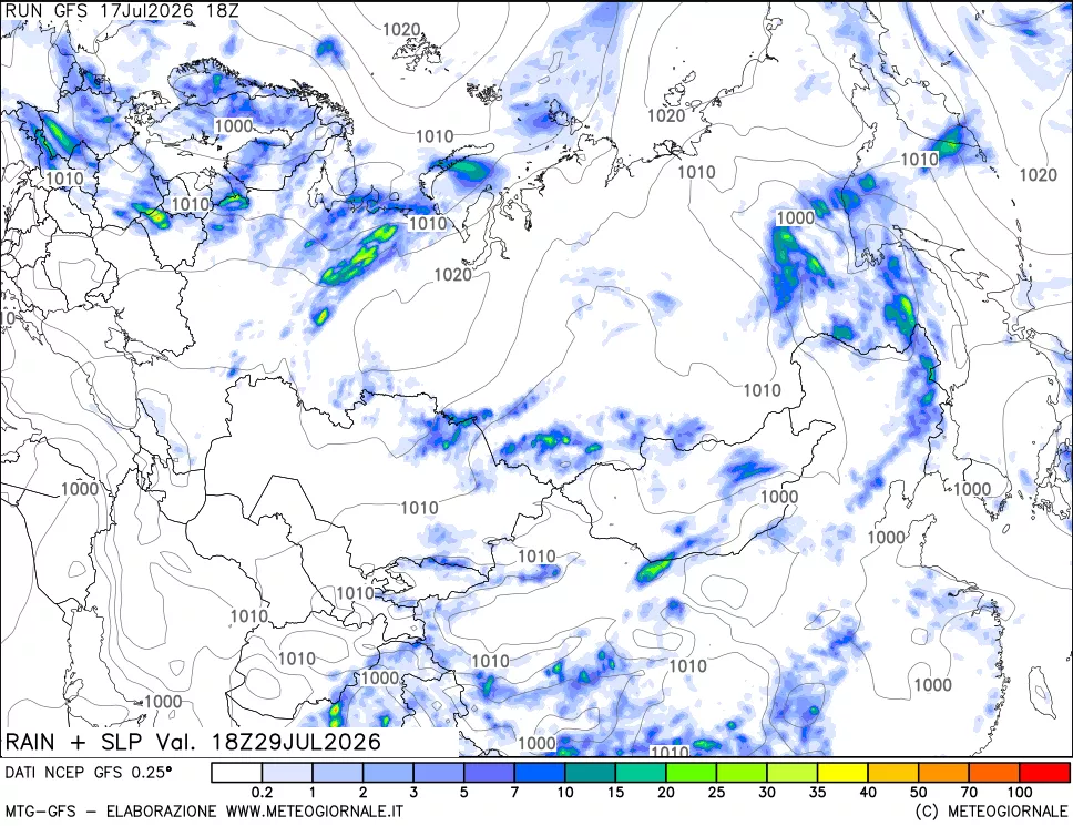 mappa Precipitazioni e pressione SLM