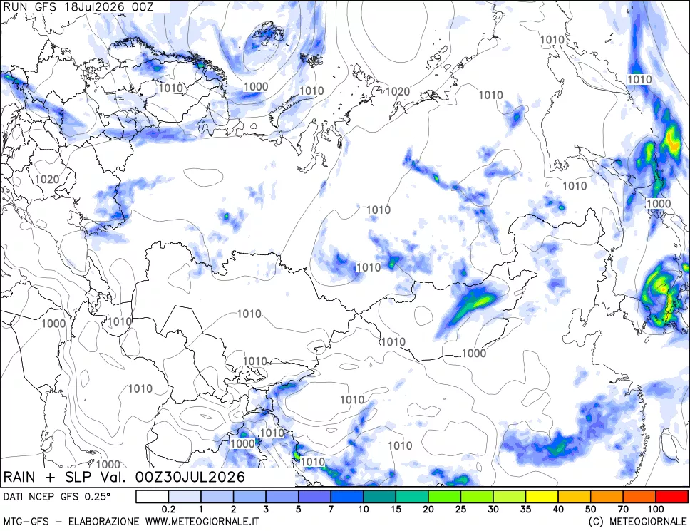 mappa Precipitazioni e pressione SLM