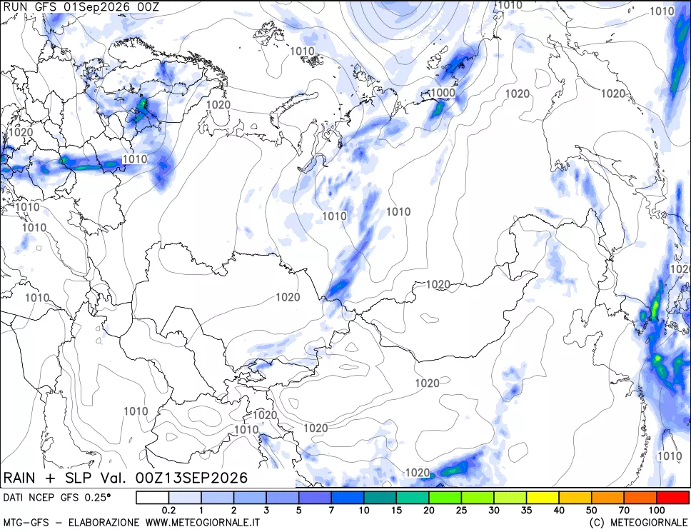 mappa Precipitazioni e pressione SLM