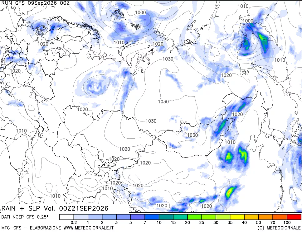 mappa Precipitazioni e pressione SLM